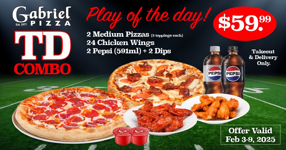 GabrielPizza's tweet image. Help us spread the word on Gabriel Pizza’s Guide to a Super Week Feb 3-9 &amp;amp; YOU COULD WIN!!!

2 tickets to @Senators vs @Capitals 
Thurs, Jan 30th.

Follow, like, share this post plus tell us which combo you are gonna grab during #SUPERWEEK Feb 3-9

Winner announced Tuesday Jan 28