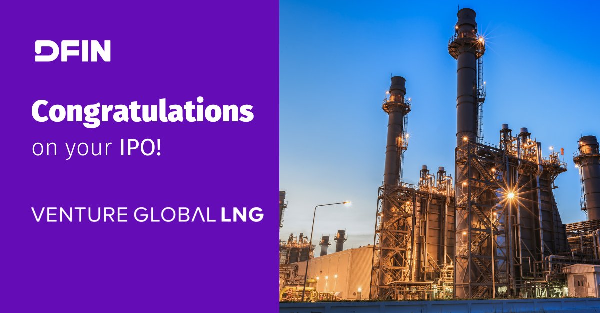 DFINSolutions's tweet photo. 🎉🎉🎉Congratulations to Venture Global on its #IPO, the largest #energy offering in over a decade!
#DFIN was thrilled to support this milestone and looks forward to watching Venture Global's success as a public company on the #NYSE.
Learn more: https://t.co/sRZwXiphsS https://t.co/mawXB8qg92