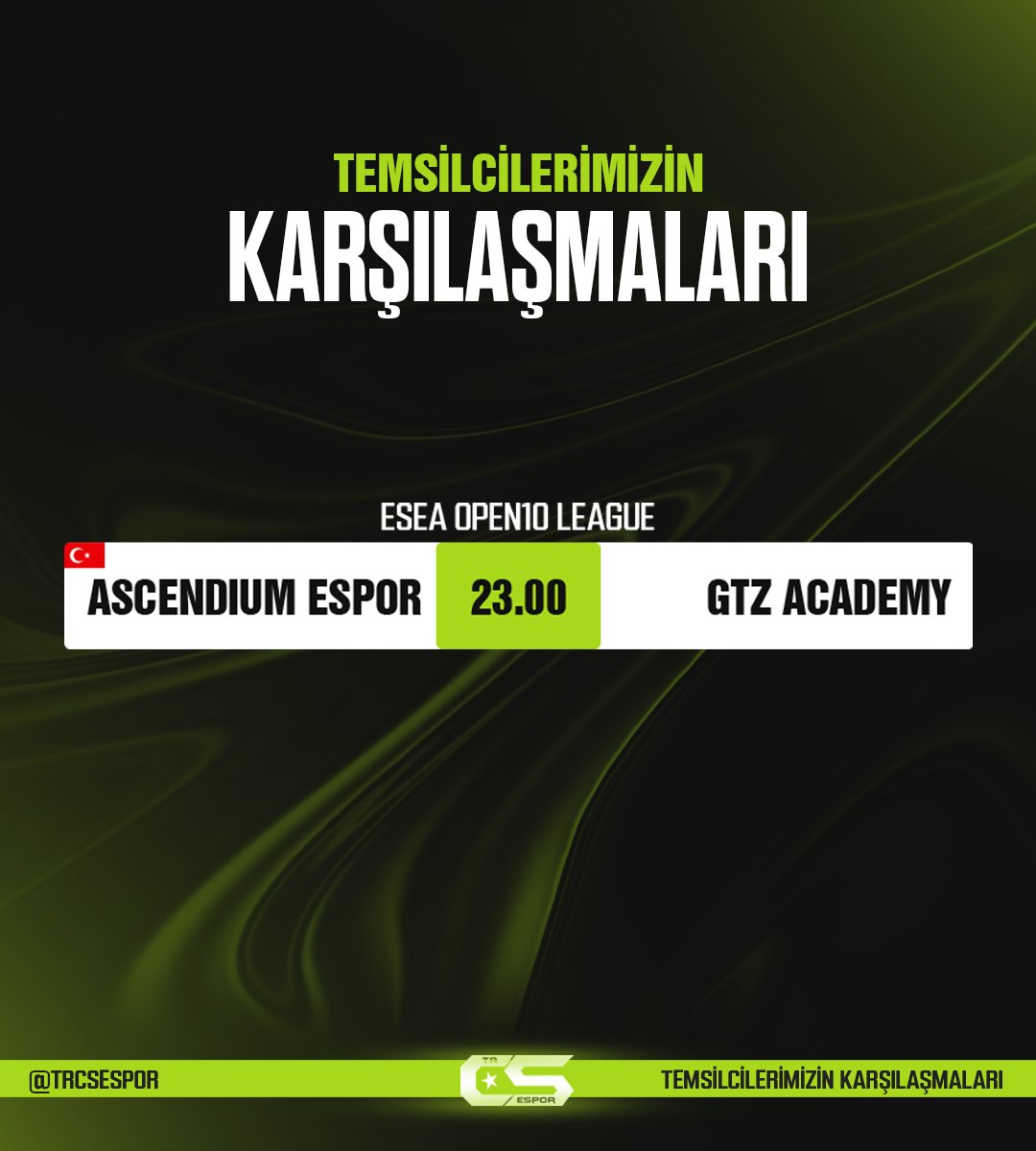 trcsespor's tweet photo. 🇹🇷 Bugün ESEA Open10'da temsilcimiz Ascendium Espor, GTZ Academy ile karşı karşıya geliyor.

💪 Bütün temsilcilerimize başarılar dileriz. https://t.co/edZjtii7Bq