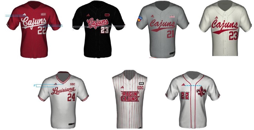 cajunsEQ's tweet photo. With the newest addition, which jersey for @RaginCajunsBSB are your favorites? #GeauxCajuns https://t.co/E3IGwj9ulx