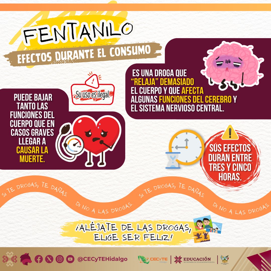 ¡Aléjate de las drogas y elige ser feliz! 
El consumo de sustancias como el fentanilo tiene graves efectos en la salud.
Recuerda que siempre hay mejores caminos. Rodéate de personas que te apoyen
Tu vida es valiosa, ¡cuídala! 
#SomosUnEquipoTransformandoElFuturo