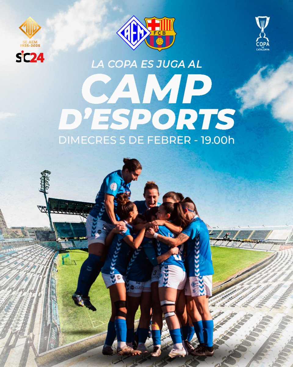 🎉 LA COPA ES JUGA AL CAMP D’ESPORTS!

📅 Dimecres, 5 de febrer
🕖 19:00 h
📍 Camp d’Esports

🎟 Entrades disponibles a partir de dilluns 27 de gener a les 18h
👉 Compra-les a la pàgina web del club (entrarà en funcionament aquest mateix dia) o pregunta a les oficines del club.