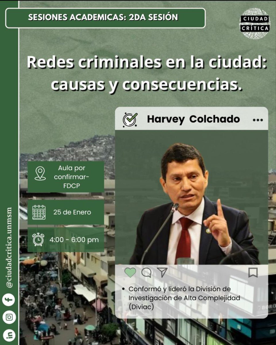 HarveyColchado's tweet photo. 📚🚔 Honrado por la invitación de la Decana de América, @UNMSM_ , para reflexionar sobre redes criminales y la importancia de fortalecer nuestras capacidades institucionales. Sembrar buenas ideas en la comunidad académica es fundamental para construir un Perú seguro y con justicia. 
#SeguridadPública 
#EducaciónYFuturo
#UNMSM
