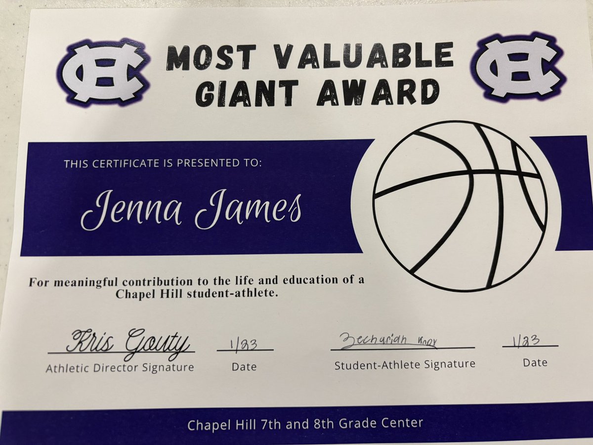 MrsMillerNWE's tweet photo. A top teaching moment - being chosen by this 8th grade kiddo as his “Most Valuable Giant.” Feeling honored to have been chosen by a kid who made such a big impact on my own life. So thankful for this job I get to have. Once a Room 9 friend, always a Room 9 friend 💜 #WeAreWayne https://t.co/OStP2mOlGr