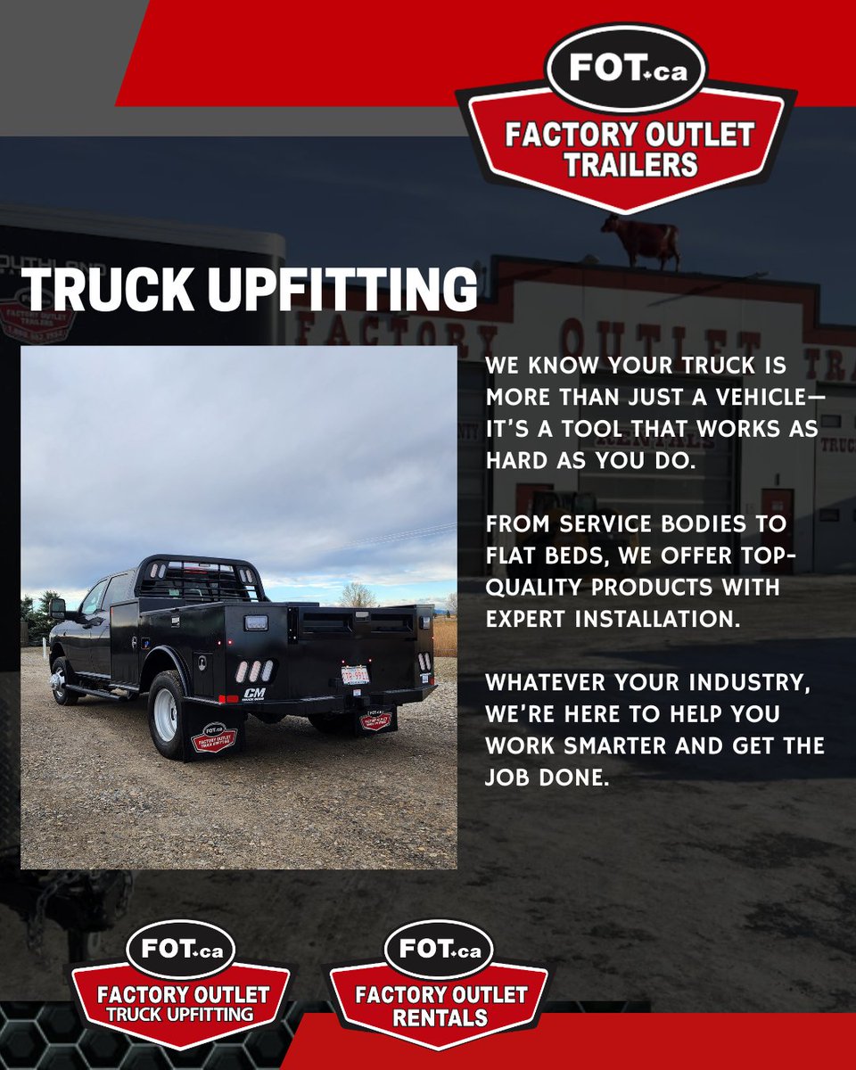 FOTTrailers's tweet image. Service. Parts. Warranty. Rentals. Truck Upfitting. We&apos;re Factory Outlet Trailers &amp;amp; Truck Upfitting - your one-stop shop to keep YOU moving forward.

#weareFOT #factoryoutlettrailers #builtforthejob