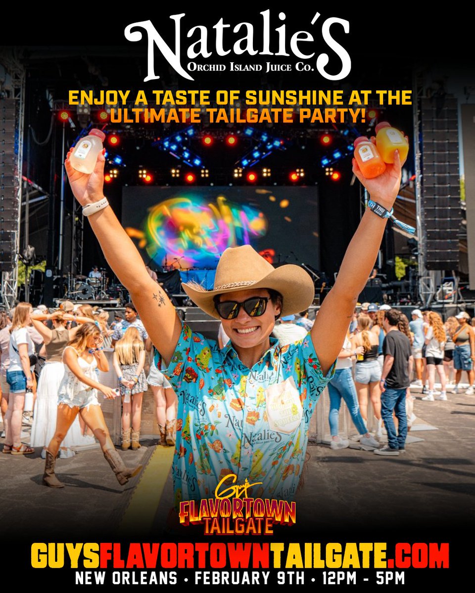 The quintessential ingredient for game day. <a href="/Nataliesoj/">Natalie's Juice</a>  is bringing its award-winning juices to the festival! 🍊 Authentic &amp; unrivaled freshness—stop by to sip sunshine at the ultimate tailgate party.