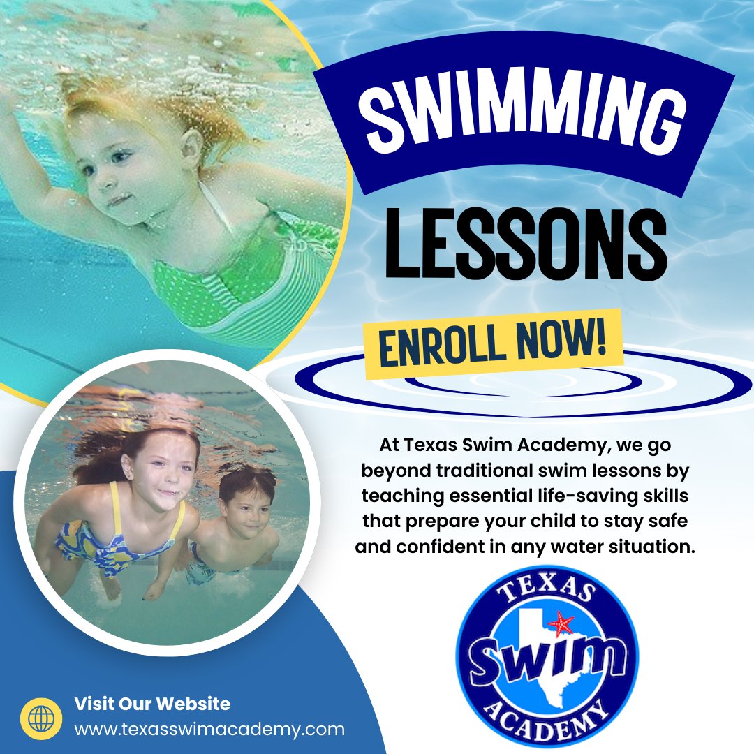 Texas Swim Academy is a leader in survival swim lessons. Families trust us because we've been teaching essential water safety skills for years.

Choose the best for your loved ones. Enroll today!

#TexasSwimAcademy #WaterSafety #SwimLessons #ConfidenceInTheWater