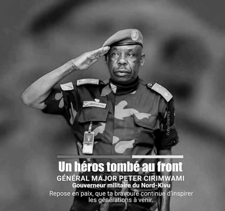 Ce n’est pas une perte, mais une fierté d’inscrire son  nom dans le palmarès des  Hommes Grands, une fierté de révéler à tout un peuple la vraie définition du #Sacrifice_suprême. 
A côté de #Lumumba, #Désiré_Kabila , s’ajoute le #Général_Chirimwami.  Le 16, le 17 et le 24 janvier