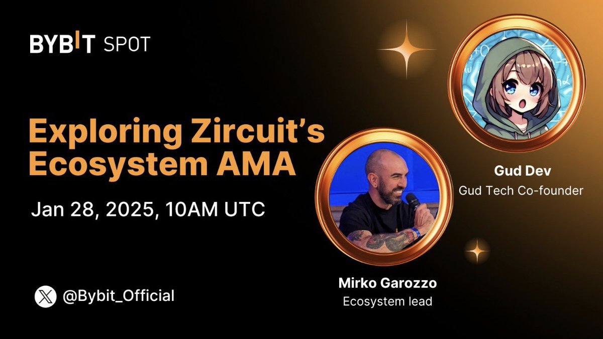 Bybit_Official's tweet photo. 🔥 Join our X Spaces AMA and Learn More About Zircuit with @zircuit!

📆  Date: Jan 28, 10AM UTC. Stand a chance to grab a share of the 10K $ZRC prize pool. Follow the link below to register and learn more

👉 Register now: https://t.co/vQJKEUFdZx

#BybitTrading #TheCryptoArk https://t.co/FOunvkGWHJ