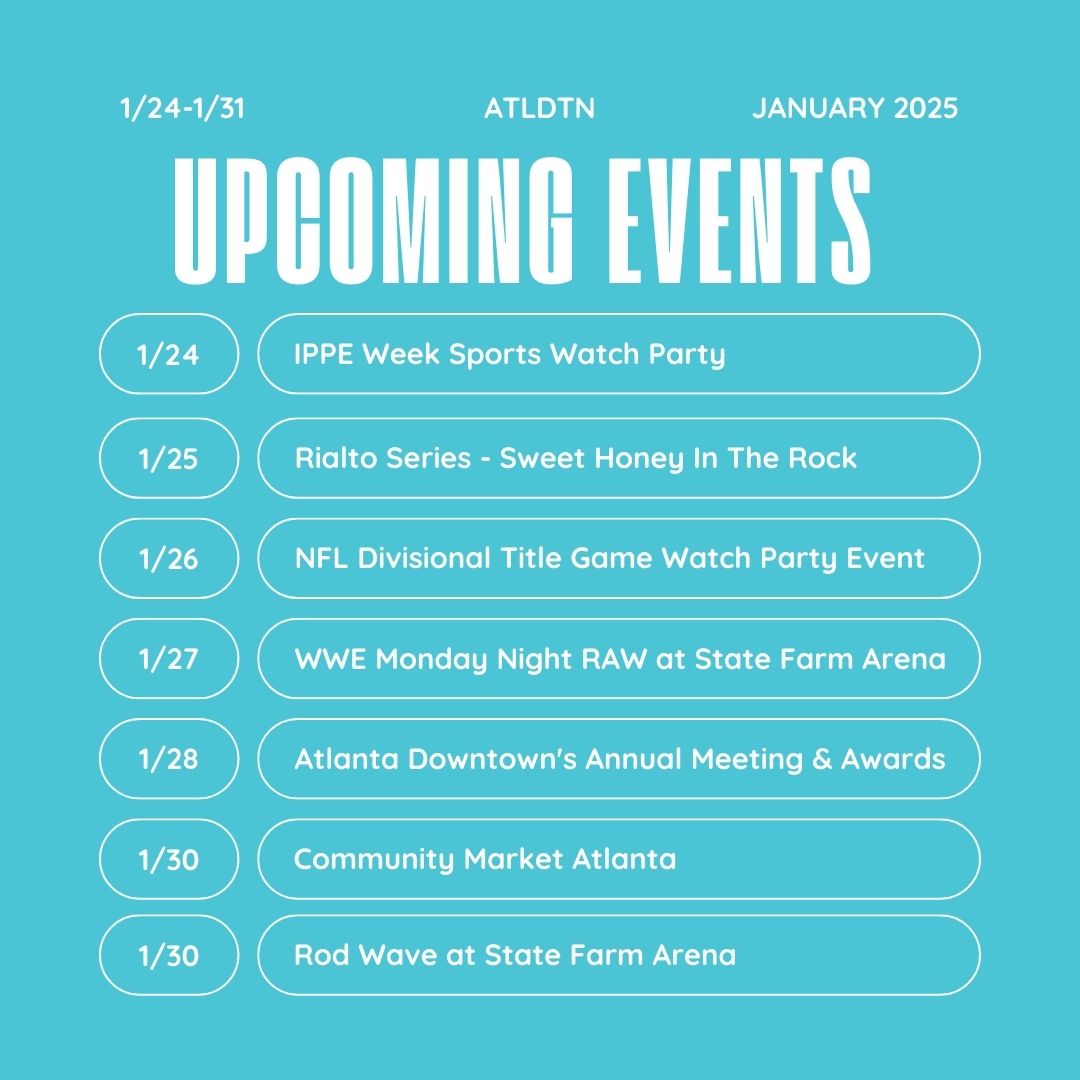 🎉 This week in Downtown Atlanta, the excitement is non-stop! From live music to thrilling sports events, there’s something for everyone:

Mark your calendars, Atlanta! Click the link here for all the details 
🔗 bit.ly/3PlExS3