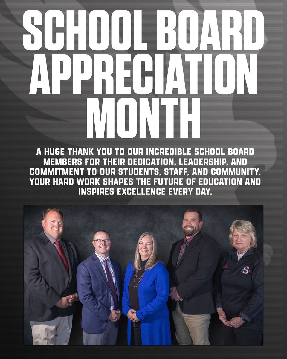 This month is School Board Appreciation Month. A huge thank you to our SCS School Board for all the hardwork and dedication to our students and community.