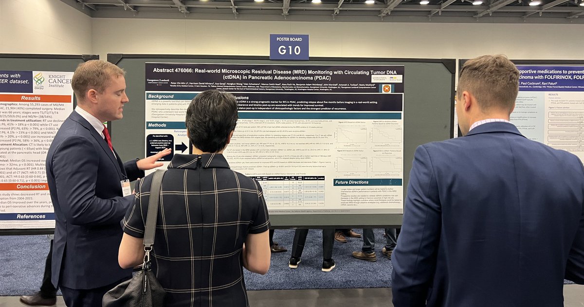 Cure GI Cancers (@rueschcenter) on Twitter photo “Real-world microscopic residual disease (MRD) monitoring with circulating tumor DNA (ctDNA) in pancreatic adenocarcinoma (PDAC).”
Peter Li, Harrison Winters, Xue Geng, Hongkun Wang, Alan Schumann, <a href="/mnoel3232/">Marcus S. Noel</a>, <a href="/RuthHe12/">Ruth He, MD, PhD</a>, <a href="/benweinbergmd/">Benjamin Weinberg, MD, FACP</a>, <a href="/marshalj23/">John Marshall</a>, Anteneh Tesfaye, “Real-world microscopic residual disease (MRD) monitoring with circulating tumor DNA (ctDNA) in pancreatic adenocarcinoma (PDAC).”
Peter Li, Harrison Winters, Xue Geng, Hongkun Wang, Alan Schumann, <a href="/mnoel3232/">Marcus S. Noel</a>, <a href="/RuthHe12/">Ruth He, MD, PhD</a>, <a href="/benweinbergmd/">Benjamin Weinberg, MD, FACP</a>, <a href="/marshalj23/">John Marshall</a>, Anteneh Tesfaye,