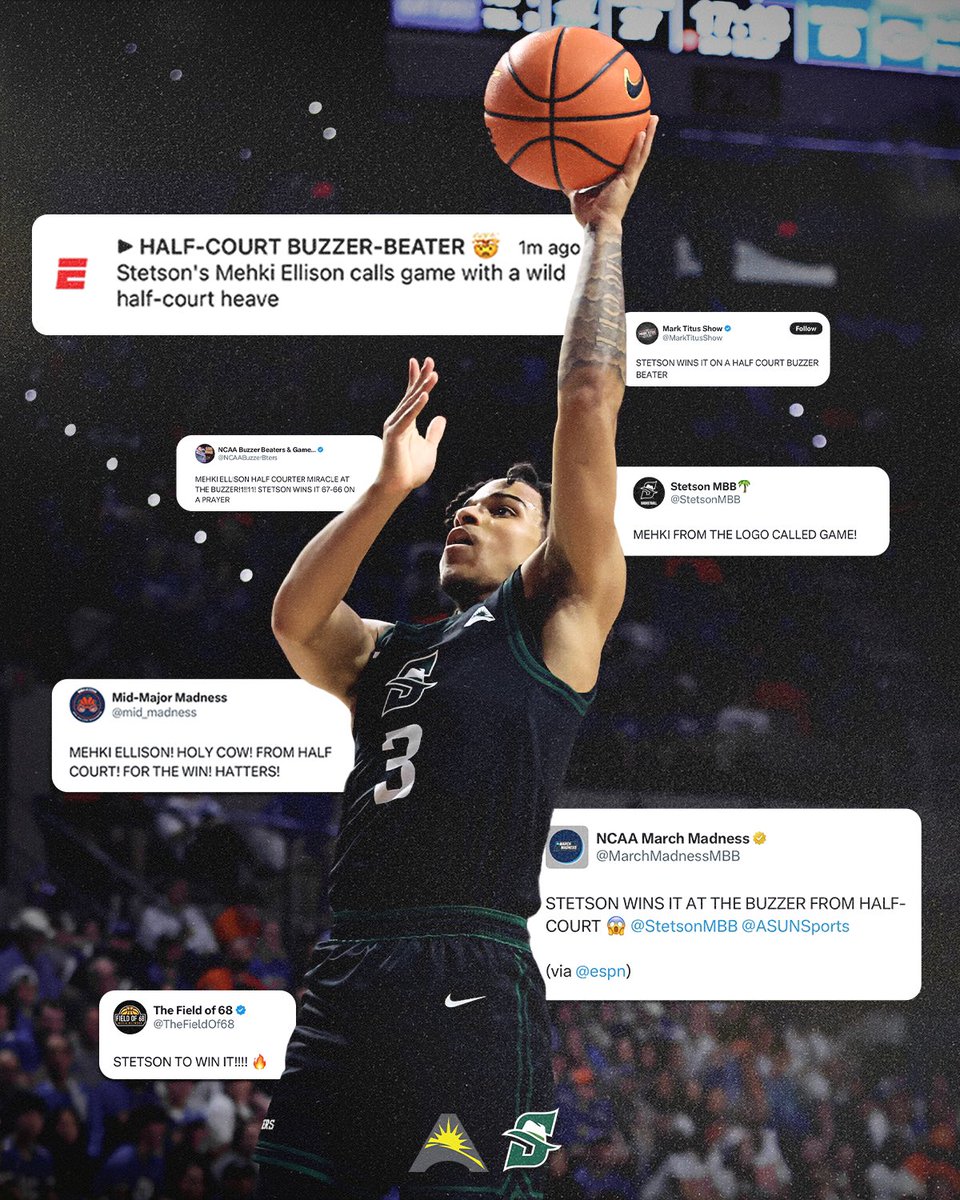 ASUNSports's tweet photo. Had the basketball world buzzin’ 🔥

@StetsonMBB x #ASUNMBB https://t.co/zjhmEqFlZC