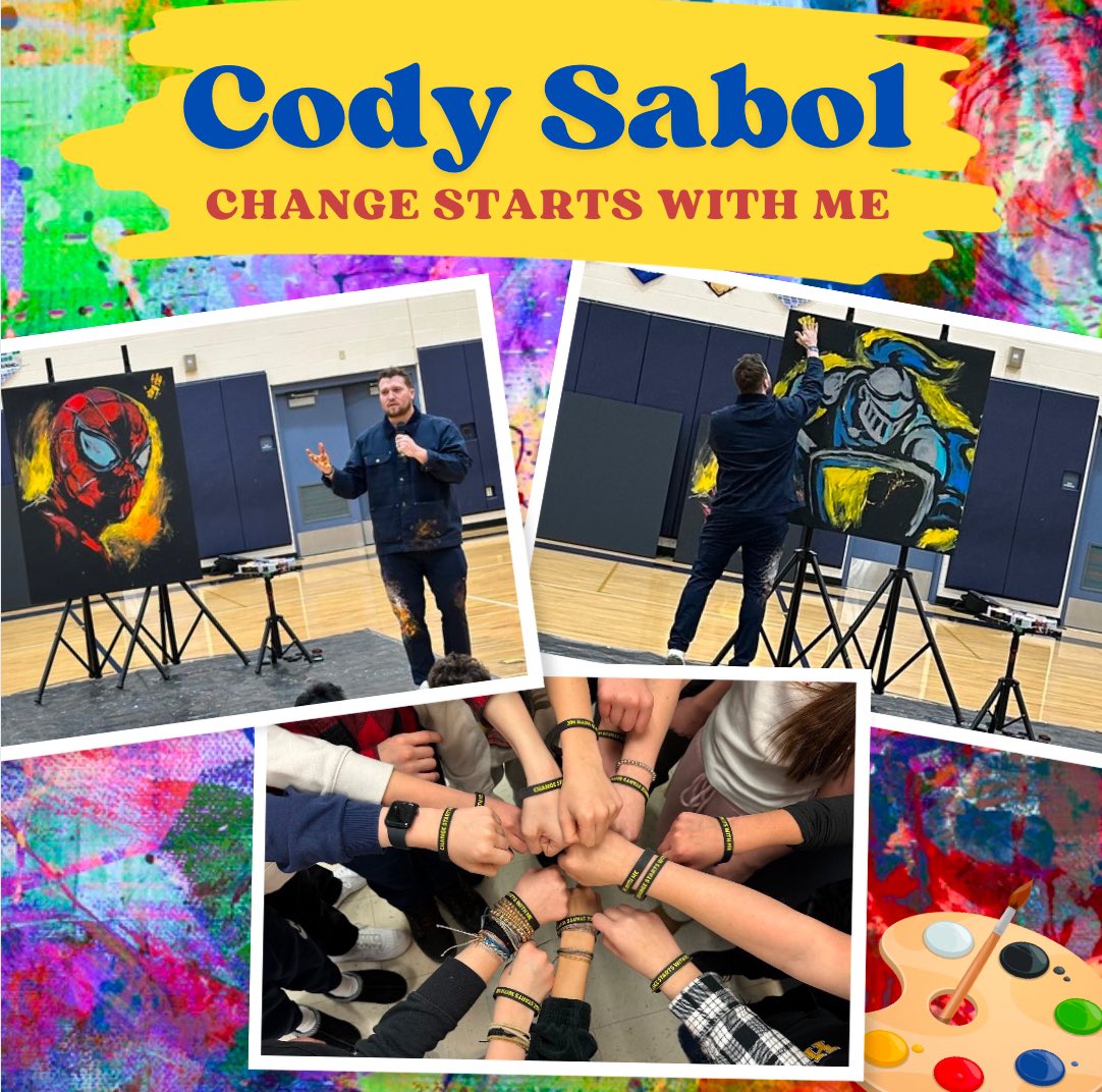 Tremendous bullying prevention program today by Norwin’s 💙💛 own, Cody Sabol!  Great message and amazing artwork 🖼️!
<a href="/codysabolart/">Cody Sabol</a>