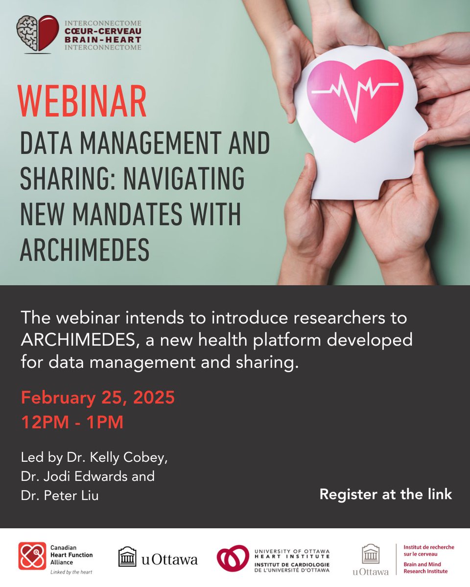 Register for our joint webinar on Data Management and Sharing: Navigating New Mandates with ARCHIMEDES – a new health platform. Join Dr. Kelly Cobey, Dr. Jodi Edwards, and Dr. Peter Liu on February 25, 2025 as they guide you through the platform. surveymonkey.ca/r/2VBCTXP