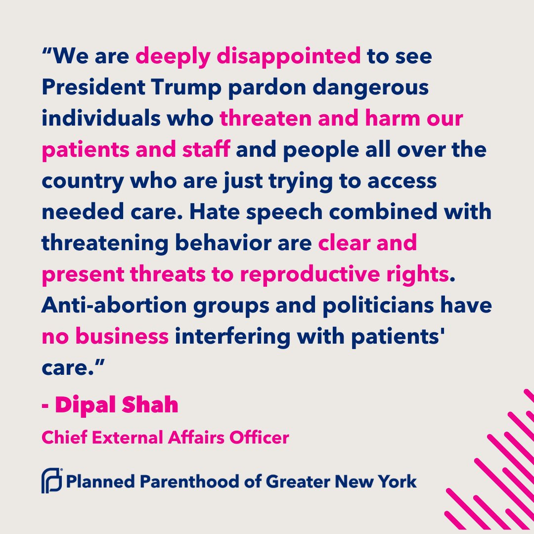 There are dangerous consequences when the president minimizes violent attacks on reproductive health providers. We stand firm against those who wish to intimidate health care staff &amp; patients. Read PPGNY's full press release here: bit.ly/40ycEKO