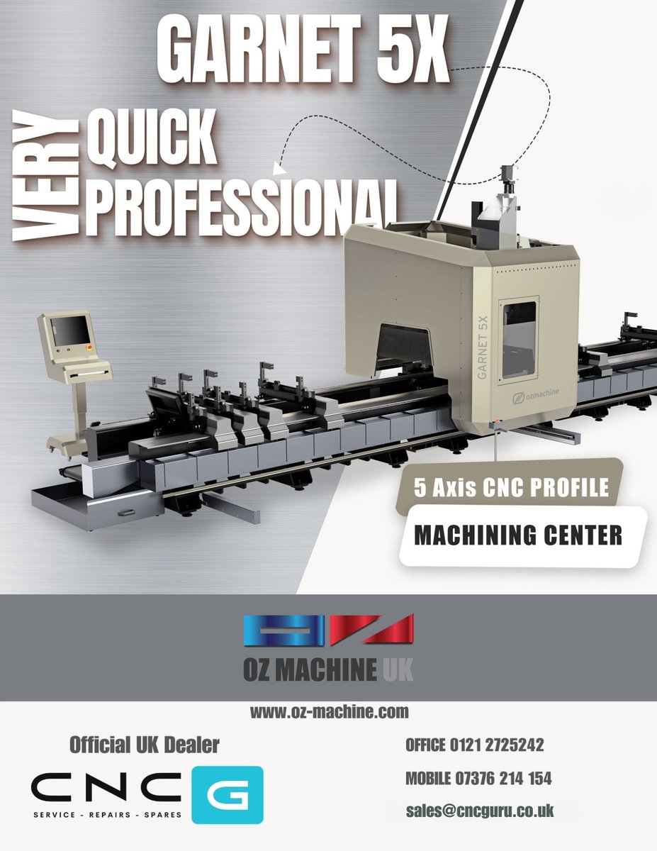 The GARNET 5X – a cutting-edge 5-axis CNC machining center designed to revolutionize aluminum profile processing.