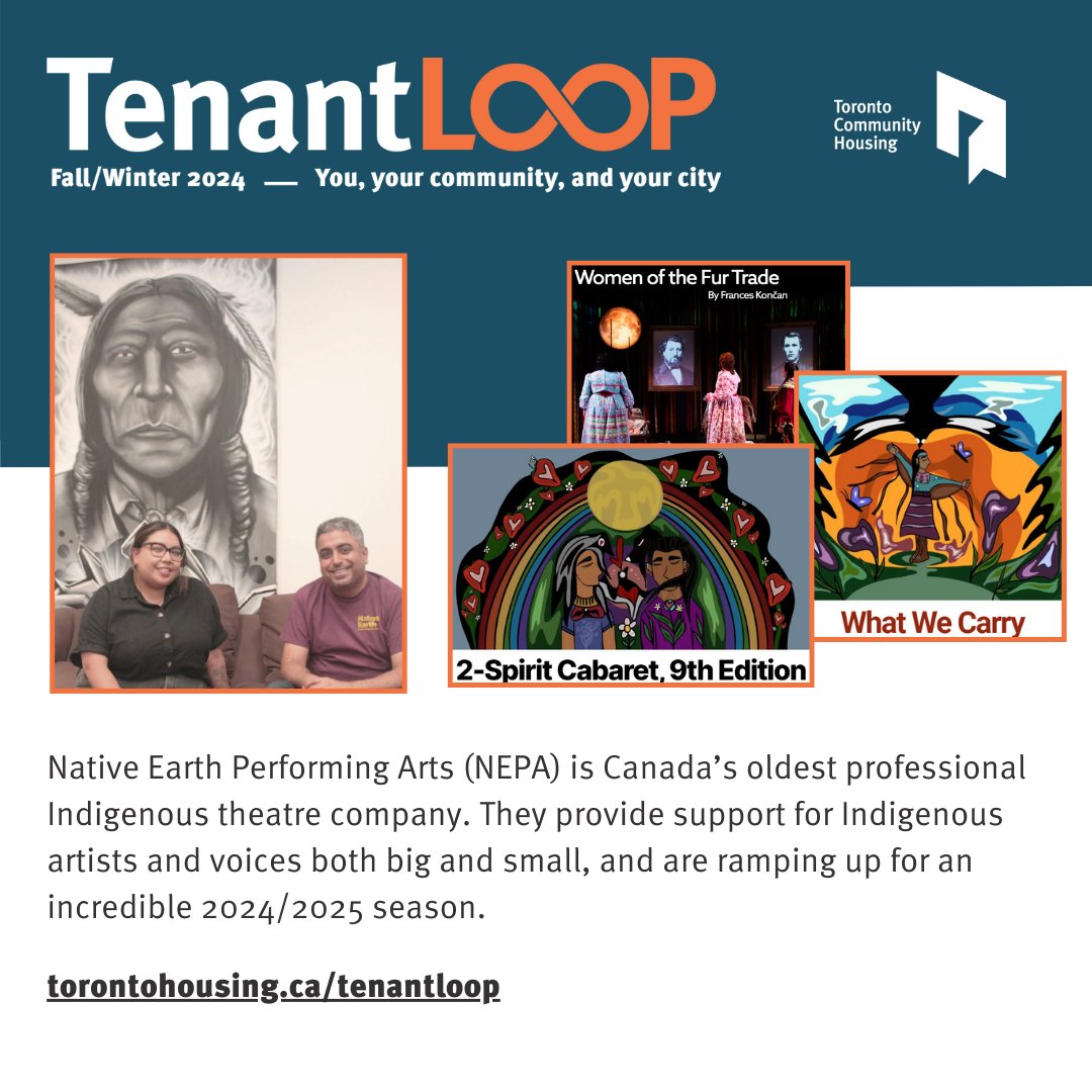 Toronto Community Housing (@tohousing) on Twitter photo Native Earth Performing Arts (NEPA) is Canada’s oldest professional Indigenous theatre company. They provide support for Indigenous artists and are preparing for an incredible 2024/2025 season. torontohousing.ca/news-and-updat… #TenantLOOP #NativeEarth Native Earth Performing Arts (NEPA) is Canada’s oldest professional Indigenous theatre company. They provide support for Indigenous artists and are preparing for an incredible 2024/2025 season. torontohousing.ca/news-and-updat… #TenantLOOP #NativeEarth