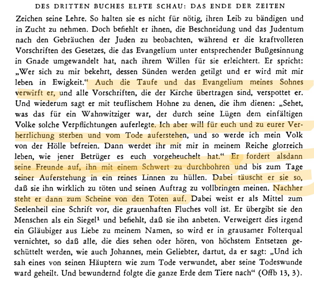 Johannes101021's tweet photo. @PeJane13 Die Rede ist vom Antichristen - ein leiblicher Mensch, der in den letzten Tagen auftritt und viele Menschen verführt. Er gibt sich selbst als Erlöser aus, täuscht seinen Tod und die Auferstehung vor.
Die ehrenwerte #HildegardVonBingen dazu mit einer Prophezeiung in der #Scivias: https://t.co/wFatVCf2hS