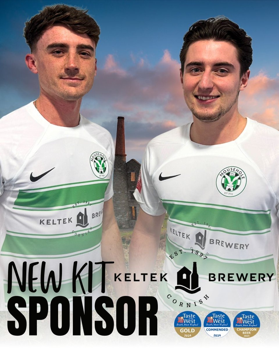 🆕 | NEW FIRST-TEAM SHIRT SPONSORS

Welcome to the Mousehole AFC family <a href="/KeltekBrewery/">Keltek Brewery</a> 

Read the full story of our new connection, now on the website &gt;&gt; mouseholeafc.co.uk/mousehole-anno…