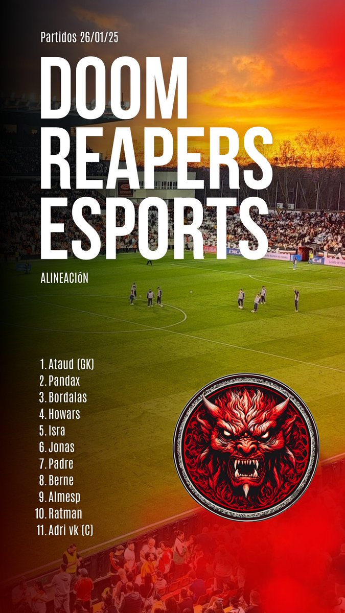 ¡Los demonios de #FIFA disputan hoy sus jornadas de liga y champions! ⚽🎮

Aquí tenéis alineación y directo para disfrutar de estos partidazos. 🫵🏻👇🏻

twitch.tv/doomreaperseas…

🔴Liga: 
⌛22:30h vs #RayoVallacaño

⚫Champions:
⌛23:00h vs #Valdepeñas

#DOOMREAPERS 🔴⚫