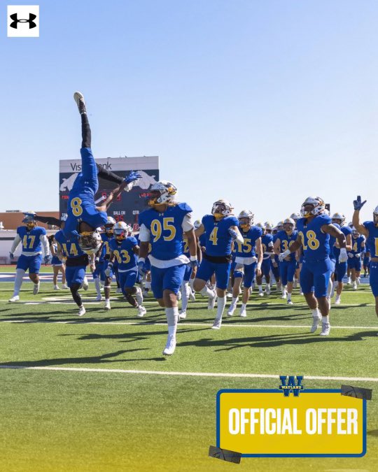 After a great conversation with <a href="/CoachBuck_15/">Coach Casey Buck</a>, I was blessed to receive an official offer to play football at <a href="/WaylandBaptist/">Wayland Baptist Univ</a>. Thank you <a href="/CoachBuck_15/">Coach Casey Buck</a> and <a href="/WBUFBRecruit/">Wayland Baptist Football Recruiting</a> for reaching out. All glory to God!!