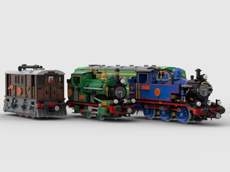 LegoRailway's tweet photo. TOBY!!!! bout firggin time! His chassis was fighting me for the longest  and the last few days I managed to work it out. I did his liveries according to time period. dock working years, the old tramway, and then Sodor. his Consists reflect the time period as well. https://t.co/s0Iec9rU92
