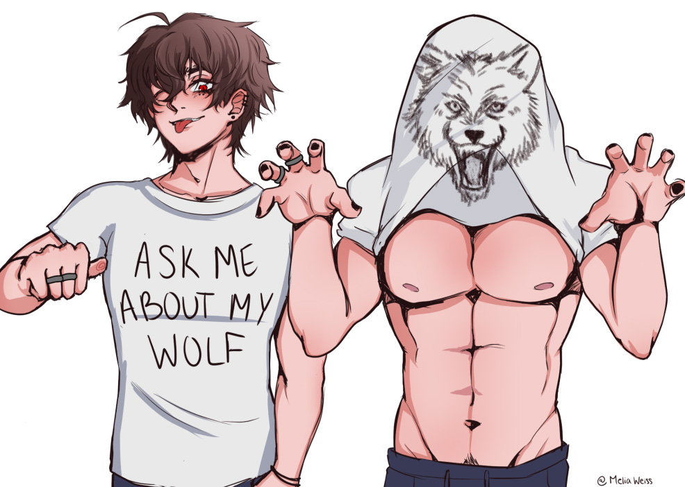RickyVT_'s tweet photo. if you read my shirt, you HAVE to ask 🐺

#RickyART | 🎨@/MeliaWeiss_ https://t.co/gWRDQela3U