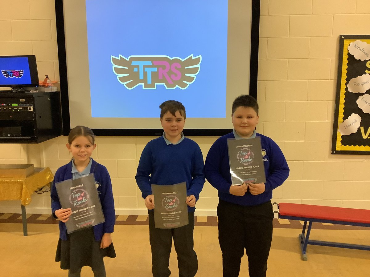 dean_primary's tweet photo. Our top 3 children in years 3,4,5 and 6 for the @familyoflearni1 @TTRockStars Top of the Rocks competition- so proud of you 🎸🤘🏻💙💛 #keepjamming https://t.co/tNBqukk5Eb