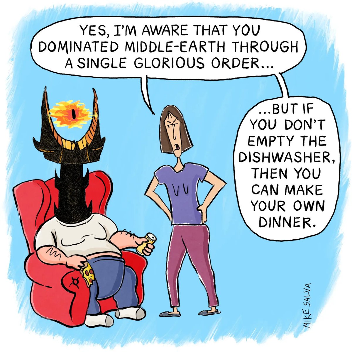 mikesalva's tweet photo. Domestic life, am I right, folks? 
#LOTR #LordOfTheRings #Tolkien #nerd #geek #geeksforgeeks #comic #comics #humor #humour https://t.co/nU4mNZr9Qr