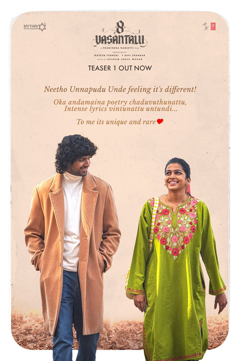 Baba Sai Kumar (@maxmediasai) on Twitter photo Feeling very very proud to work on this project
Thanks to <a href="/MythriOfficial/">Mythri Movie Makers</a> and #PhanindraNarsetti
Ee movie lo chese adrustam Unnapudu Unde feeling it's different!
youtu.be/Wp7emkCa50o
#8Vasantalu teaser out now please watch and enjoy ❤️ Feeling very very proud to work on this project
Thanks to <a href="/MythriOfficial/">Mythri Movie Makers</a> and #PhanindraNarsetti
Ee movie lo chese adrustam Unnapudu Unde feeling it's different!
youtu.be/Wp7emkCa50o
#8Vasantalu teaser out now please watch and enjoy ❤️