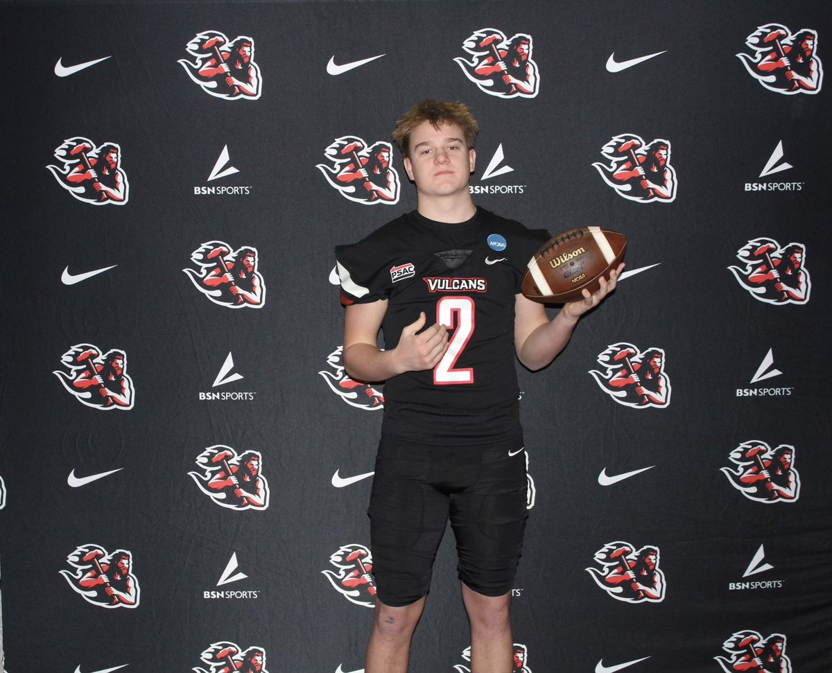 After a great visit and conversation with @CoachSalsCalU I’m blessed to announce that I have received an offer to play football at <a href="/VulcanFootball/">California (PA) Vulcan Football</a> 
<a href="/CoachGaryDunn/">Gary Dunn</a> <a href="/CoachVenick/">Coach Venick</a> <a href="/SCoachLintal/">Coach Matt Lintal</a> <a href="/SVSQB/">Coach Jim Cantafio</a> <a href="/chadshenne/">Chad Henne</a>