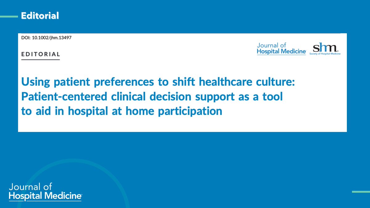 Journal of Hospital Medicine (@jhospmedicine) on Twitter photo Patients who do Hospital at Home have better outcomes related to safety, cost, and experience, but many decline this site of care. Read this editorial in response to earlier article by Kramer et al.
🔗: doi.org/10.1002/jhm.13…
🔗: doi.org/10.1002/jhm.13…
✍️: <a href="/courtsump/">Courtney Sump</a> <a href="/MMolloyMD/">Matt Molloy, MD, MPH</a> Patients who do Hospital at Home have better outcomes related to safety, cost, and experience, but many decline this site of care. Read this editorial in response to earlier article by Kramer et al.
🔗: doi.org/10.1002/jhm.13…
🔗: doi.org/10.1002/jhm.13…
✍️: <a href="/courtsump/">Courtney Sump</a> <a href="/MMolloyMD/">Matt Molloy, MD, MPH</a>