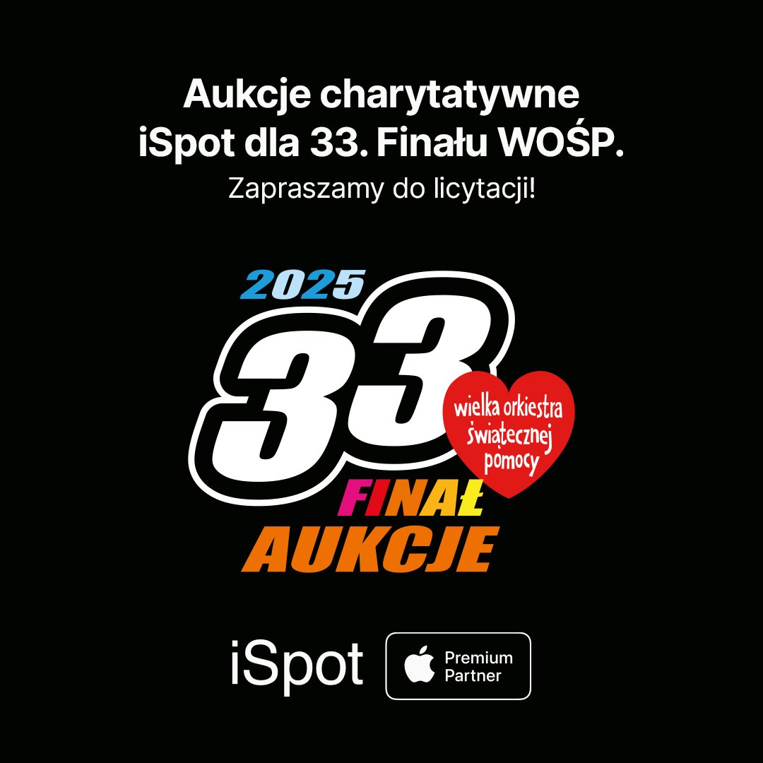 iSpot już kolejny rok gra z <a href="/fundacjawosp/">WOŚP</a> ❤️
Tym razem również przekazaliśmy specjalnie wybrane,
unikatowe, ozdobione grawerunkiem z logo 33. Finału
Wielkiej Orkiestry Świątecznej Pomocy sprzęty🥰
Linki do naszych aukcji znajdziecie w bio, zapraszamy
do licytacji! ✨