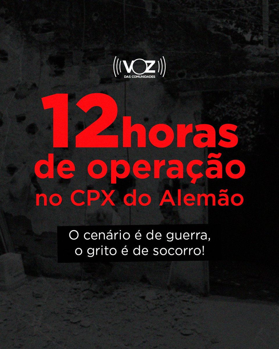 O CPX já vive 12h de guerra!

A operação ainda está em andamento, deixando um cenário de casas destruídas, lágrimas e vidas em risco. A comunidade clama por socorro e paz.

Até quando a favela será tratada como zona de conflito?