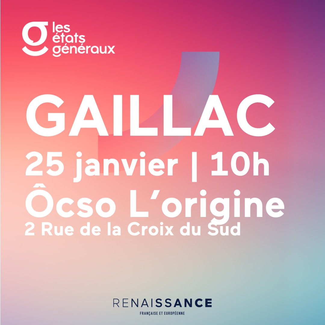 RenaissanceTarn's tweet photo. Etats Généraux de @Renaissance : à demain à #Gaillac pour faire un bilan sans concessions de notre rôle depuis 2016 et écrire ensemble la nouvelle page de notre parti qui s'ouvre aux côtés de notre nouveau Secrétaire général @GabrielAttal #Renaissance https://t.co/pSdu3ppYD9