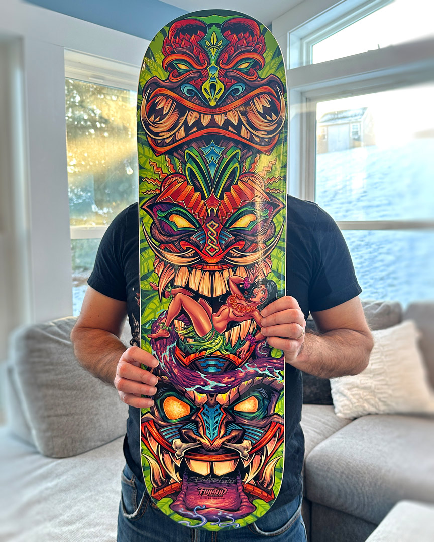 flylanddesigns's tweet photo. Thanks everyone, only one of these Tiki Skateboards left. Splatterhouse Customs printed these for me from this Tiki totem I drew a while back. These are signed and numbered. If you'd like the last one:
https://t.co/m1IOzWgPRX
#tiki #tikiart #skateboardart #skatedeck #deckart https://t.co/IOq4HYp0uM