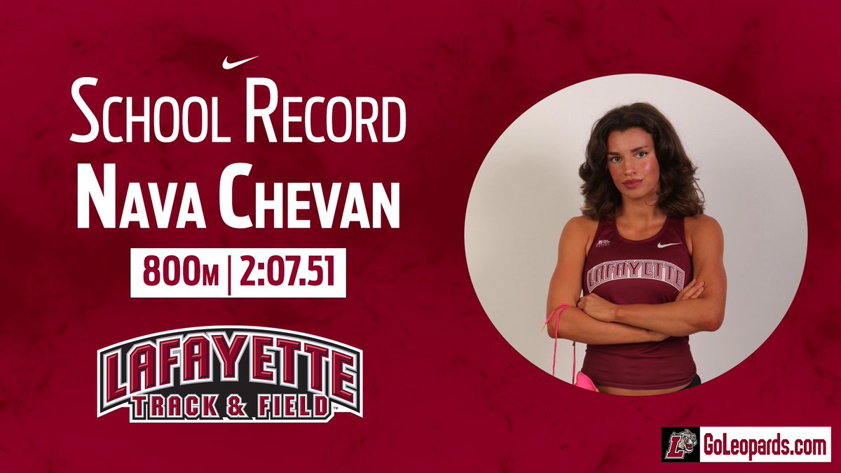 lafayetteTF's tweet photo. She does it again! Nava Chevan shatters her school record in the 800m by almost 4 seconds at the NYC Armoryโs Dr. Sander Scorcher. Her time currently ranks 18th in the NCAA. #goleopards #ClimbTheHill #lepsgo https://t.co/jj4JXmLkZd