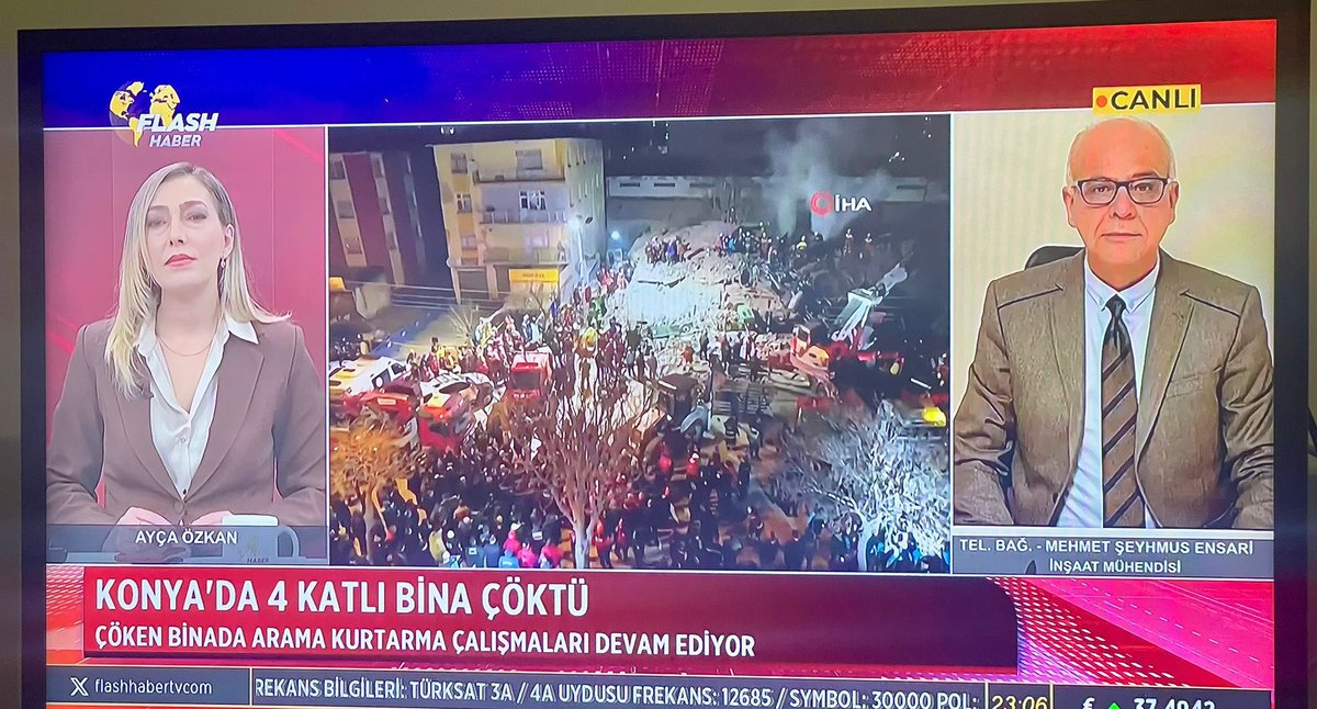 Konya’da depremsiz durumda çöken bina ile ilgili görüşlerimi Flash Haber’e anlattım.
Yapı stoğumuz özellikle Anadolu’da çok zayıf bunun en yakın örneği 6 Şubat depremidir.
@flashhabertvcom #Konya