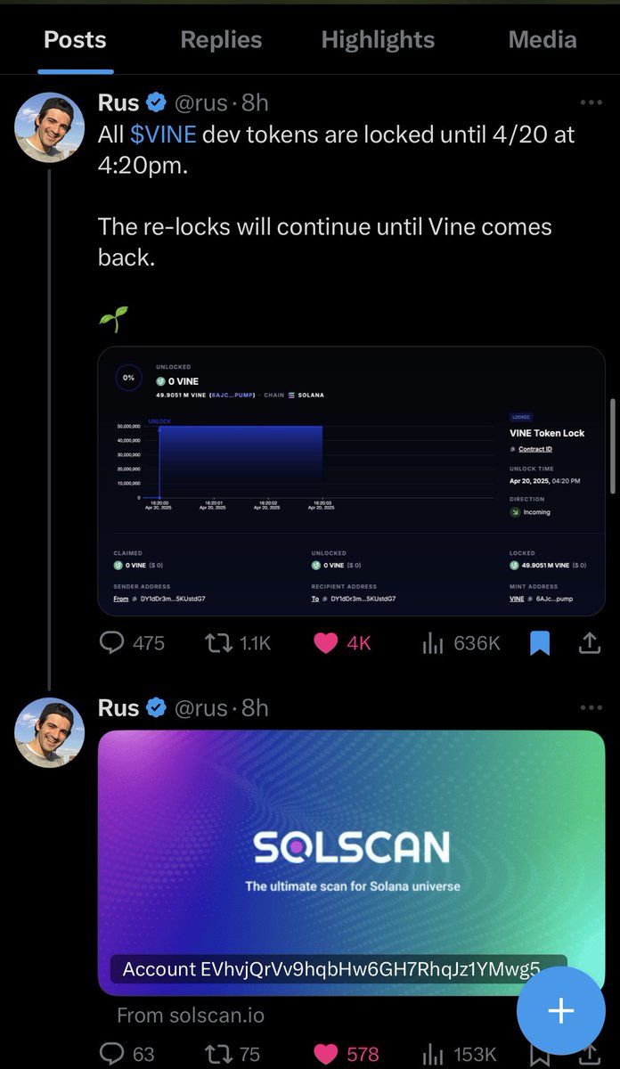 thefarklord's tweet photo. another reason why $vine could be the greatest meme ever created:

1. trump extends tiktok ban for 90 days from inauguration day (1/20)

2. @rus creates $vine, locking the dev tokens until 4/20 at 4:20PM

3. guess how many days from 1/20 to 4/20? 

that’s right it’s 90 days. https://t.co/f2STHeo53K