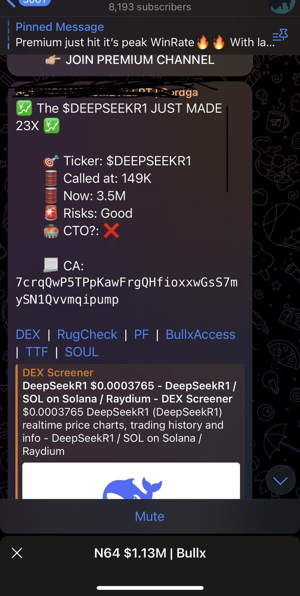 RecoundCOD's tweet image. 🚨 Telegram Memecoin bots for sale 🚨

- High volume scanners
- smart wallet &amp;amp; 🐳 wallet trackers
- early gem callouts 💎
- private Chinese whale groups 🇨🇳 🐳 

Includes 11 bots + some private early KOL groups.

💰 Bots found Vine @200k, 2750x. Pnut @2mil, Chillguy @2mil

DM 💬