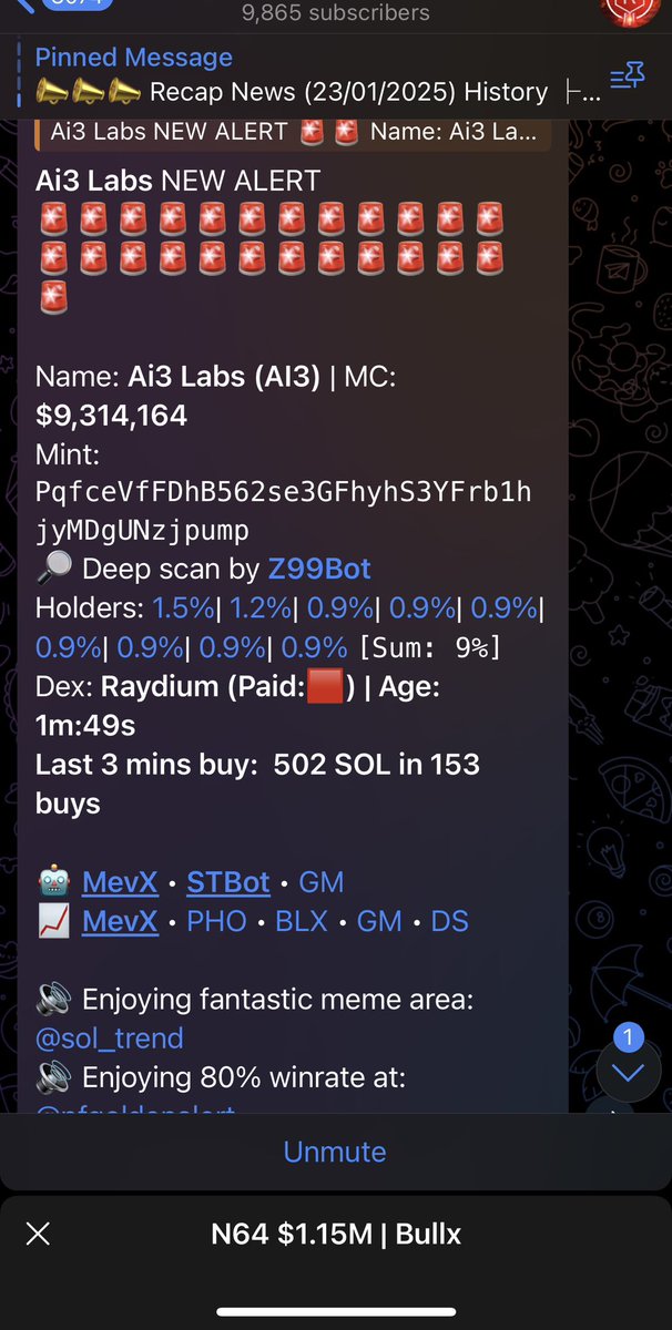RecoundCOD's tweet image. 🚨 Telegram Memecoin bots for sale 🚨

- High volume scanners
- smart wallet &amp;amp; 🐳 wallet trackers
- early gem callouts 💎
- private Chinese whale groups 🇨🇳 🐳 

Includes 11 bots + some private early KOL groups.

💰 Bots found Vine @200k, 2750x. Pnut @2mil, Chillguy @2mil

DM 💬