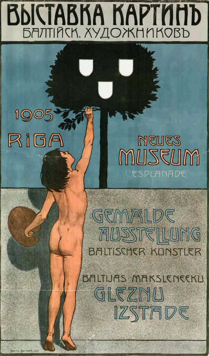 RuffPhilip's tweet photo. Poster for Baltic Art Exhibition,  Riga, 1905.  #Latvia #Baltics https://t.co/udLGMnTytV