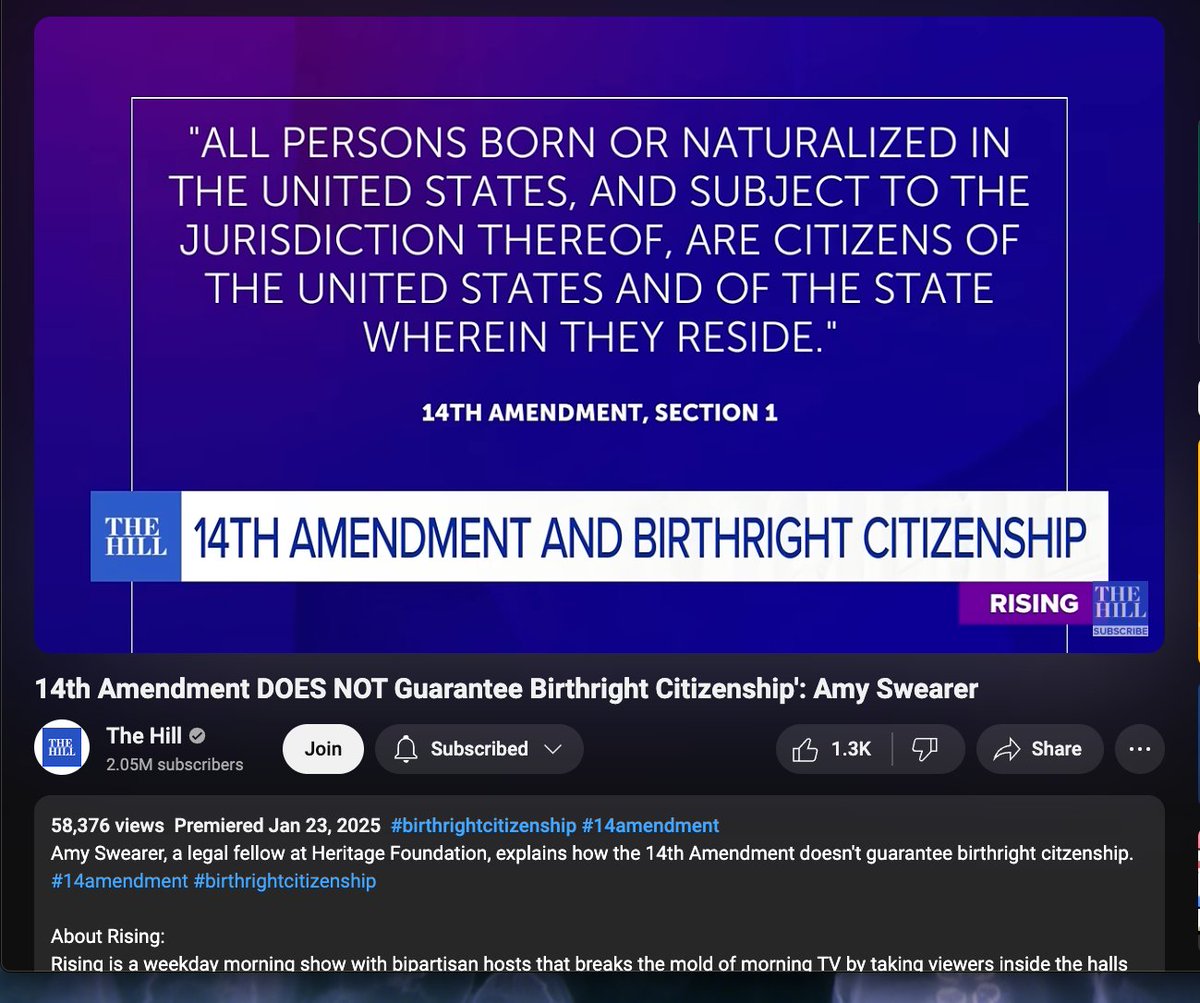 MONTYOG's tweet photo. Amy Swearer, a legal fellow at Heritage Foundation, explains how the 14th Amendment doesn't guarantee birthright citzenship. #14amendment #birthrightcitizenship
https://t.co/r5saC4tLCm https://t.co/hWDafNfGPS