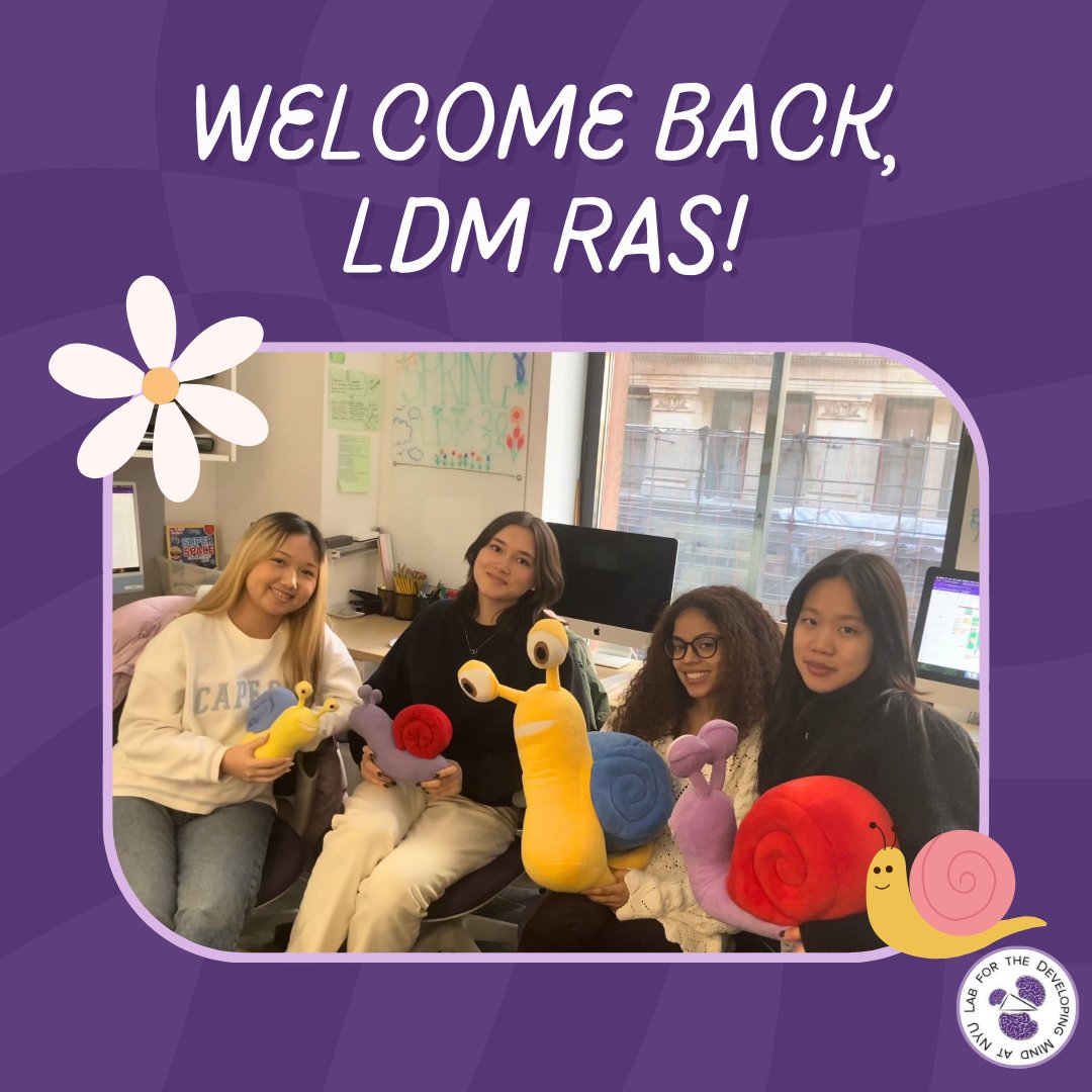 We are very excited to have our research assistants back in the lab for the spring semester! 

Over the last few days, they have been busy working on their honors theses, helping connect with new families, and meeting with our grad students and postdoc to plan their research 🌸🌷