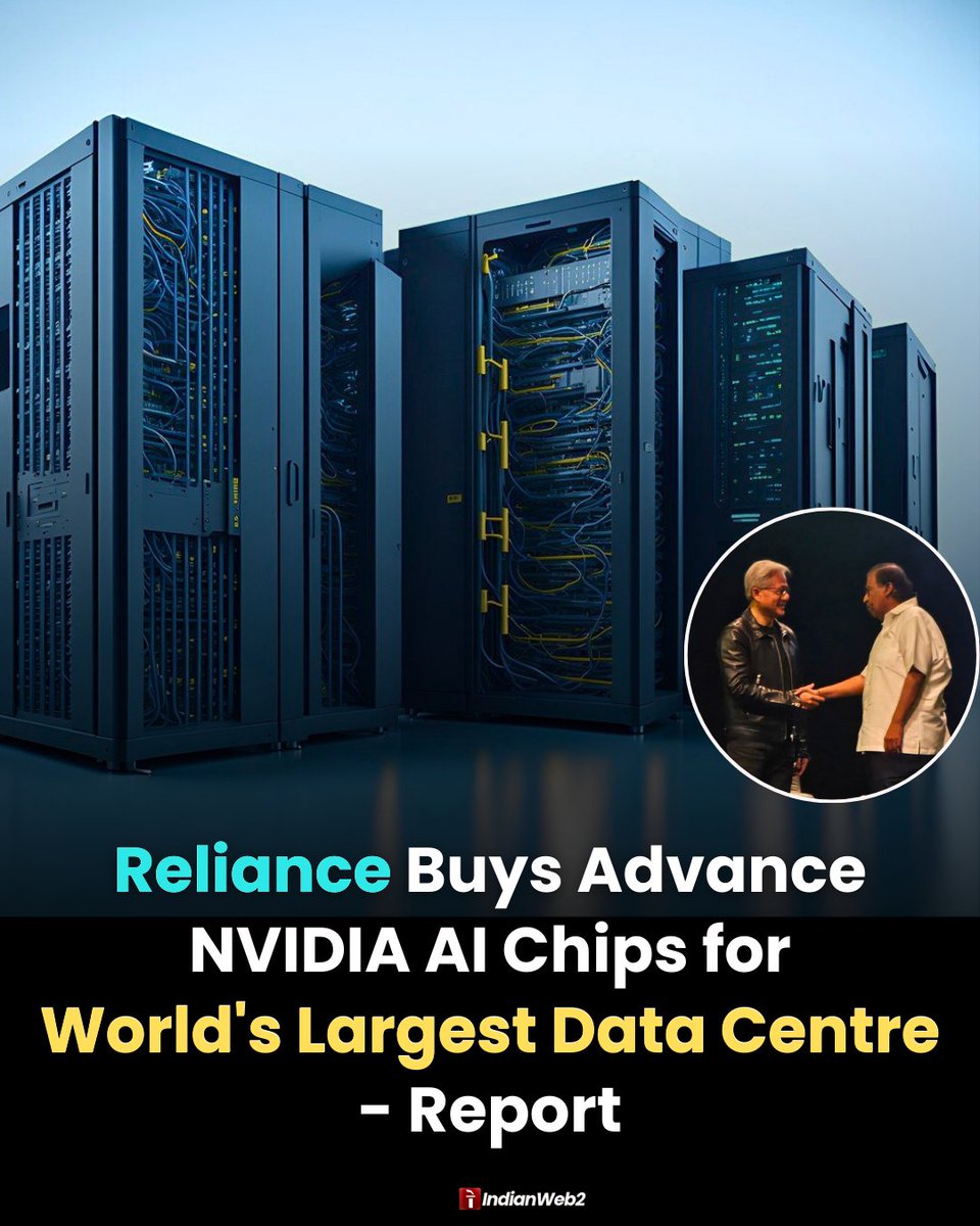 indianweb2's tweet image. Mukesh Ambani&apos;s Reliance Industries Limited is planning to build what could become the world&apos;s largest data centre in Jamnagar, Gujarat.
𝗥𝗲𝗮𝗱 🔗indianweb2.com/2025/01/relian…

#datacentre #semiconductor #aiinference #artificialintelligence #gujrat