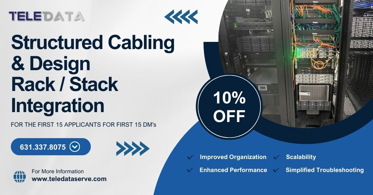 Teledataserve1's tweet image. 🚀 Ready to upgrade your infrastructure? Get expert structured cabling design and rack/stack integration services at 10% OFF! Hurry—only the first 15 applicants or DMs qualify!
📞 Call us: (631) 337-8075 🌐 Visit: teledataserve.com #StructuredCabling #RackIntegration