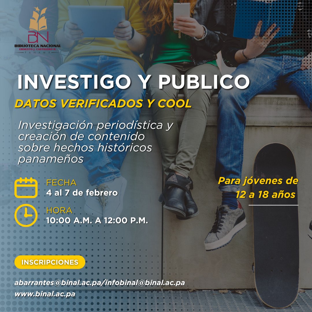 Este año, la Biblioteca Nacional Ernesto J. Castillero R. ofrecerá el curso de investigación para adolescentes “Investigo y publico datos verificados y cool”, en el que se abordará el tema del Canal de Panamá, destacando su importancia histórica y relevancia actual.