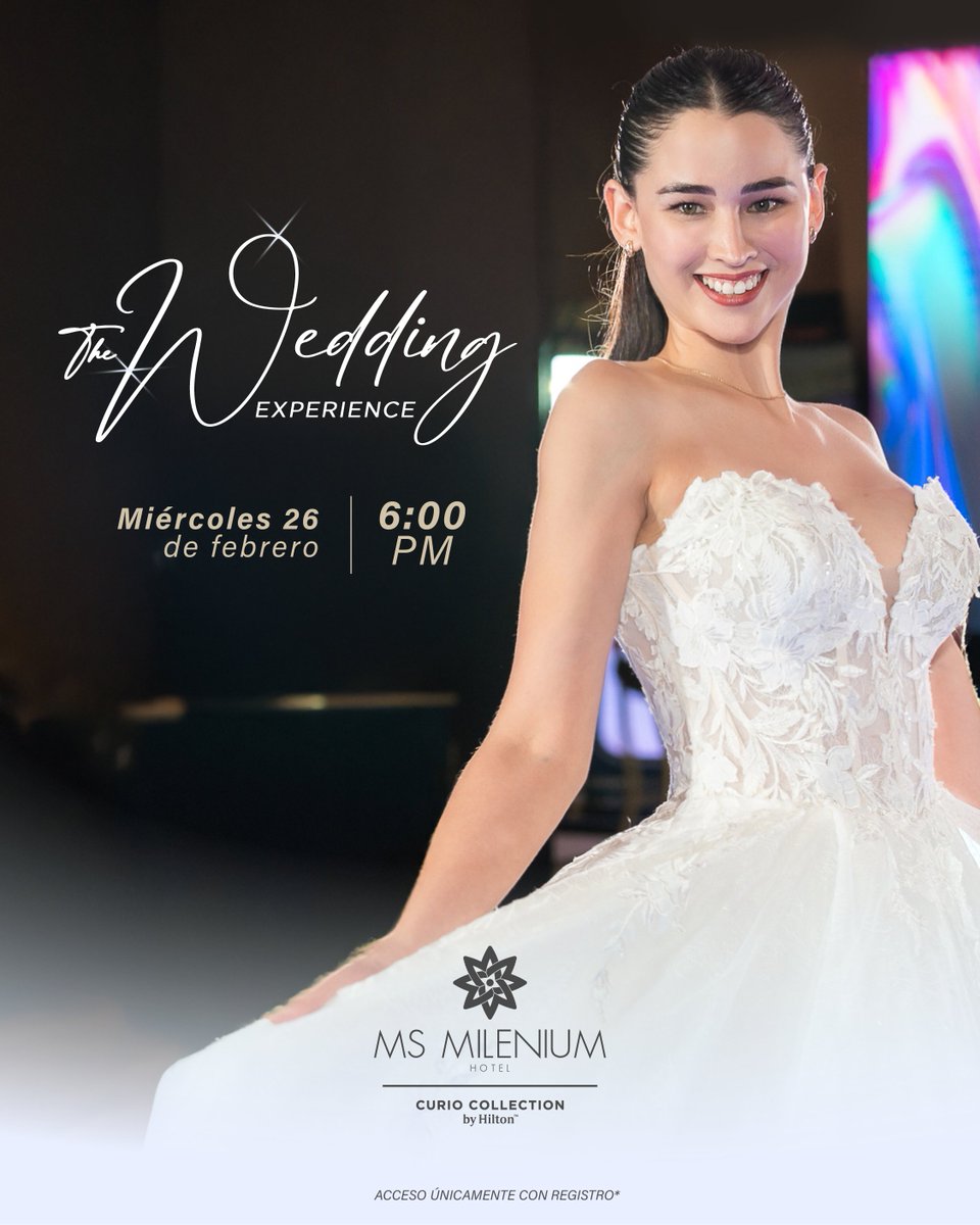 ms_milenium's tweet image. Te invitamos a vivir una Wedding Experience en nuestros salones🤍Un adelanto exclusivo de como sera tu gran día💍💐🏩

26 de febrero - 6:00 a 10:00p.m.

Disfruta de: Música en vivo, Degustación, Rifas, Precios exclusivos y más...

Regístrate aquí:
hotelesmilenium.typeform.com/MSweddingexperi