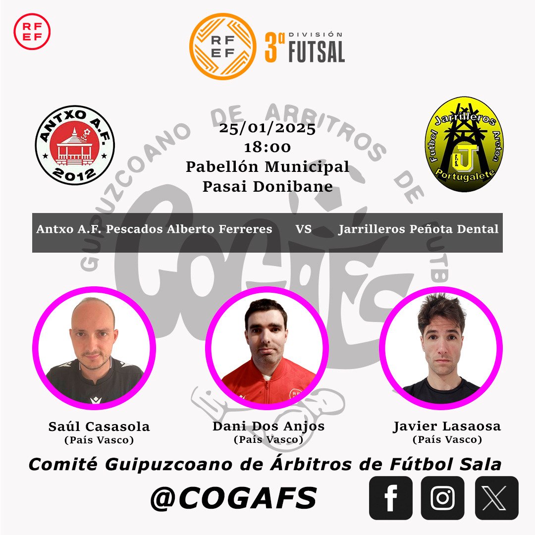 📄 Designaciones | 3ª División

#futsal #aretofutbola #futsalreferee #referee #arbitro #arbitra #ctafs #rfef #designaciones #quenotelocuenten #cogafs